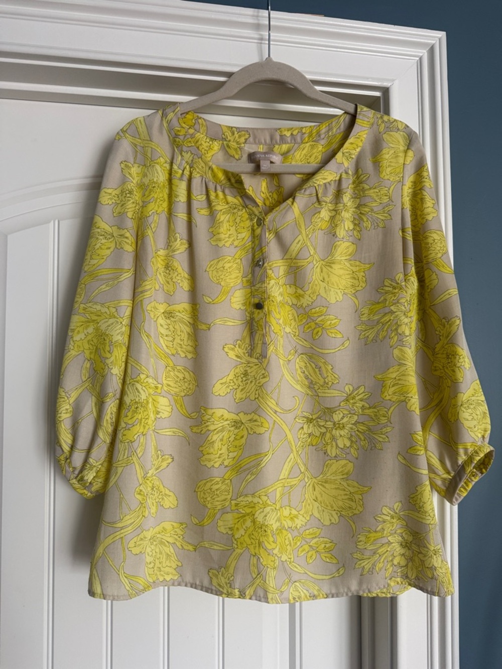 Banana Republic Yellow Floral Tunic on Beige